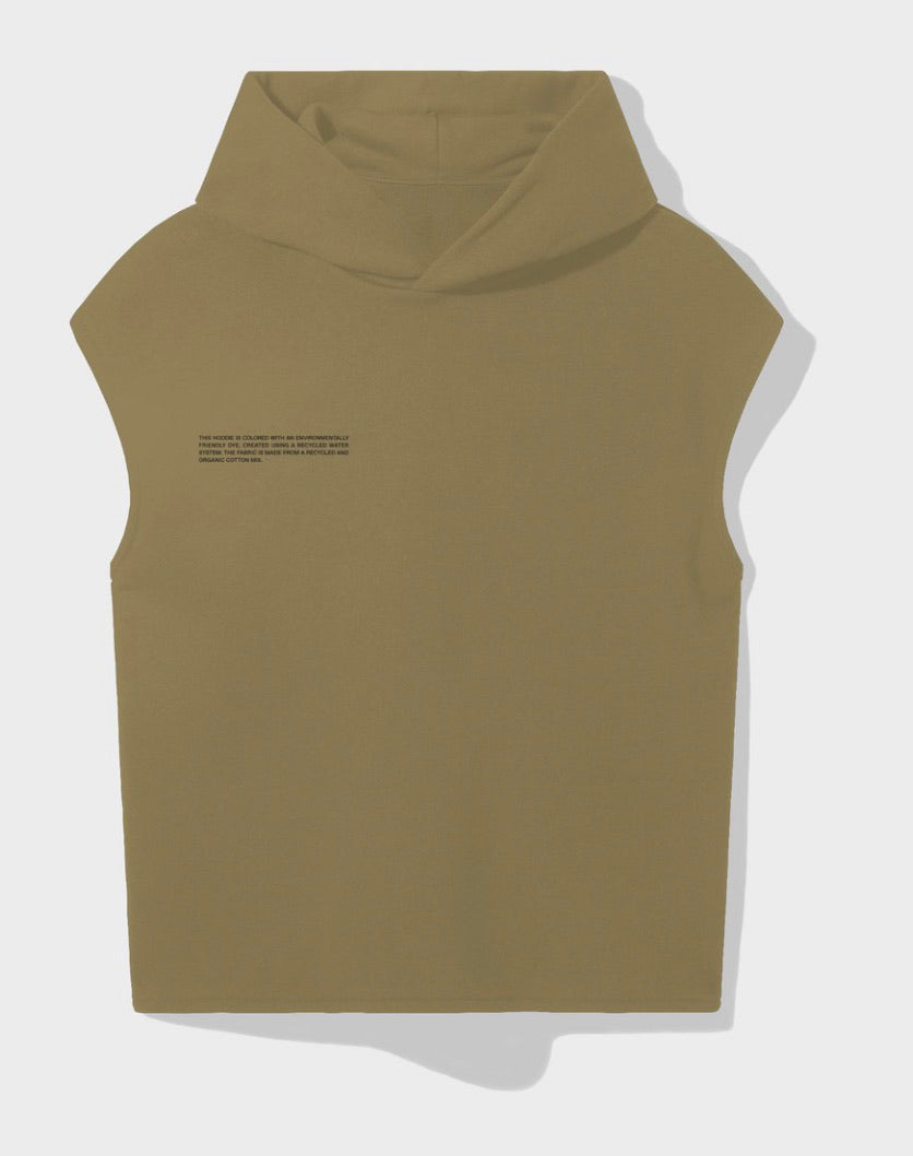 Pangaia Lightweight recycled cotton sleeveless hoodie—olive