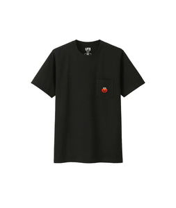 KAWS x UNIQLO x Sesame Street Elmo pocket tee black