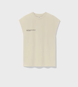 Pangaia  Seaweed fiber cropped shoulder t-shirt—sand