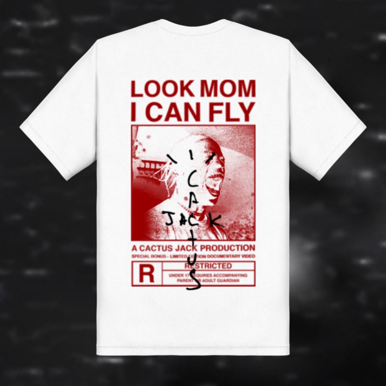 Travis Scott ‘Look Mom I can Fly’ Custom White Tee