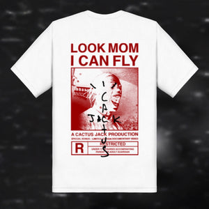 Travis Scott ‘Look Mom I can Fly’ Custom White Tee